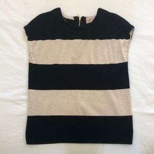 Black and Tan stripe short sleeve sweater